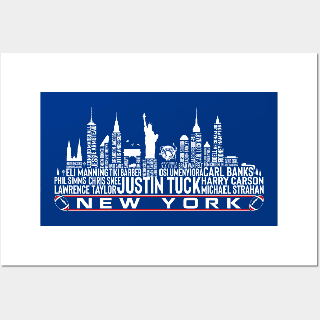 New York Football Team All Time Legends, New York City Skyline Wall Art by Legend Skyline